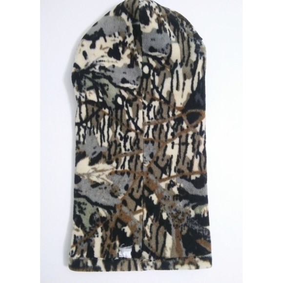 Camo Balaclava Hood Mask Brown Gray Black Hunting Outdoors Fleece Adjustable - Picture 2 of 5